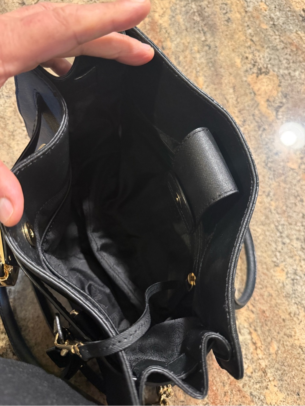 MICHAEL Michael Kors Black Saffiano Leather Satchel with Gold Hardware - Picture 4 of 6